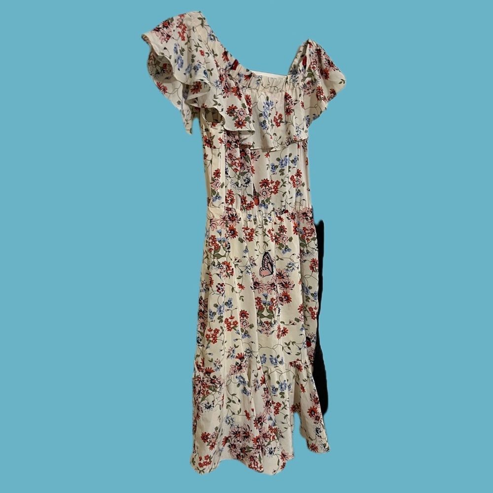 Maje | Modern Cottagecore | Lined |Silk | Butterfly Ladybug Ruffled Floral Dress - Picture 11 of 13